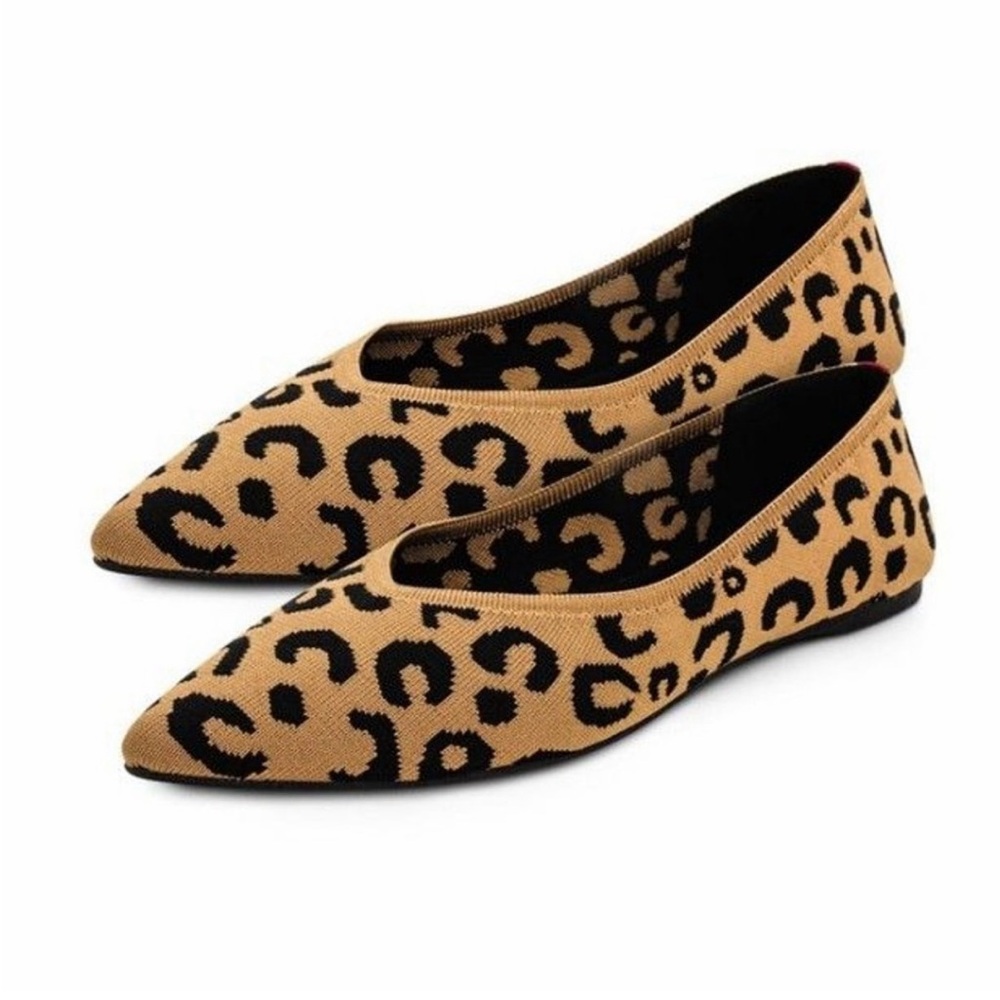 Serra Recycled Material Brown and Black Animal Print Flats Women’s 7